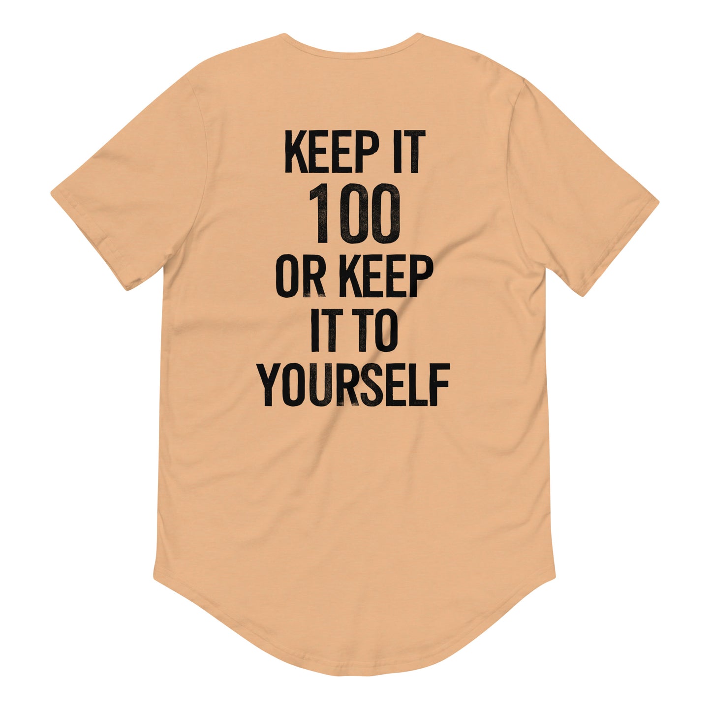 “Keep It 100” – Men’s Curved Hem T-Shirt